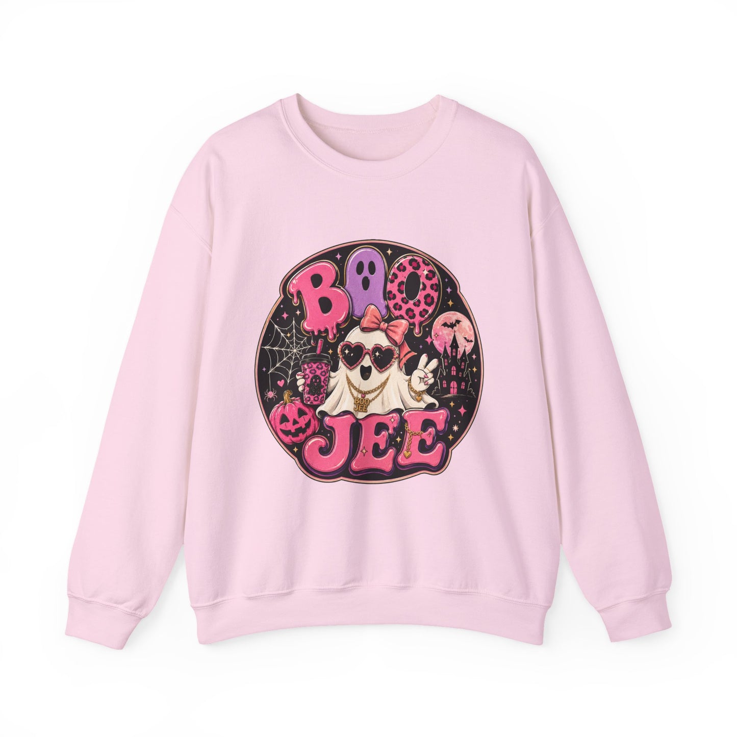 Ghost Vibes Sweatshirt — "Boo Jee" Cute Pink Ghost Halloween Crewneck