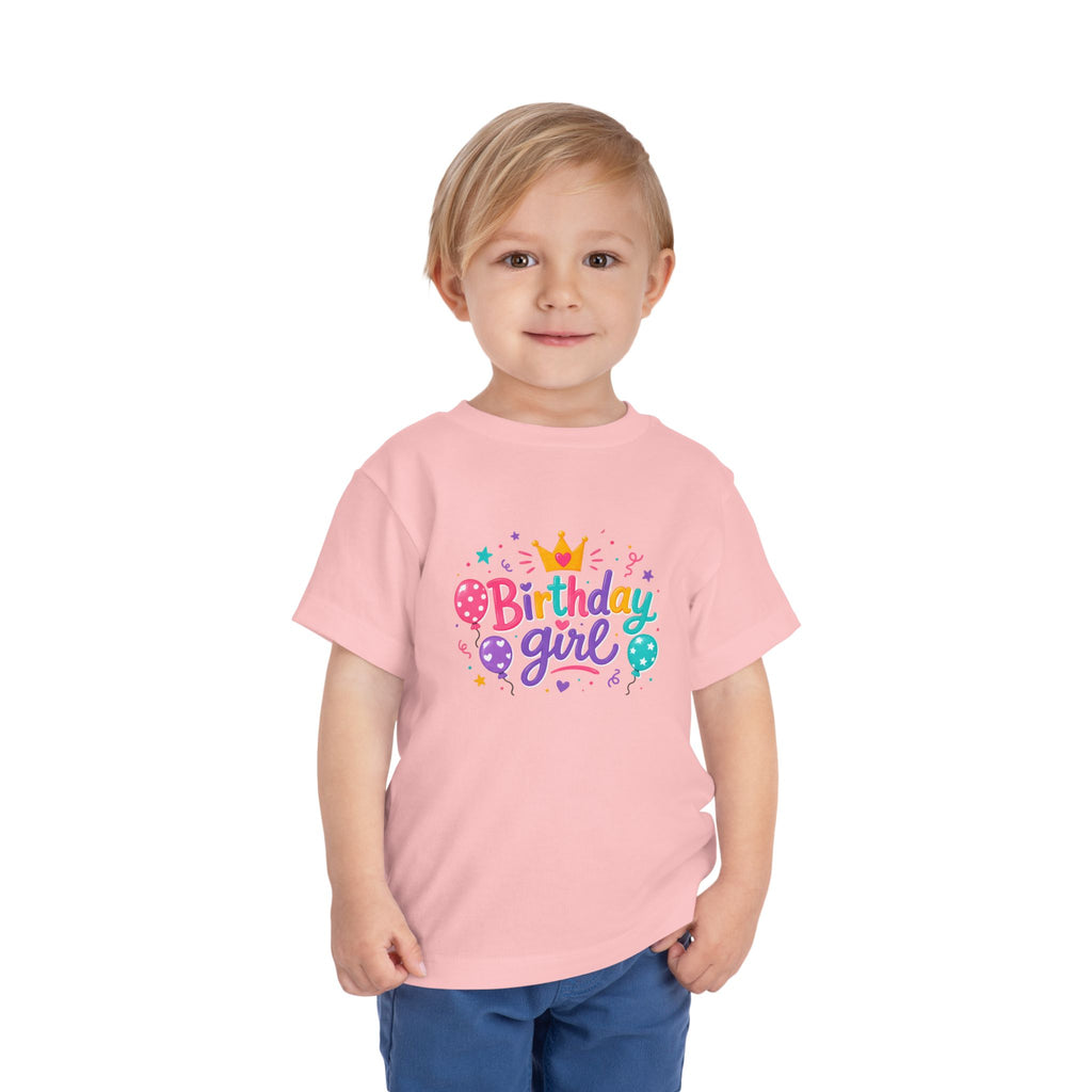 Toddler Tee — "Birthday Girl" Front & "I'm the Life of the Party" Back | Cute Colorful Birthday Shirt for Girls