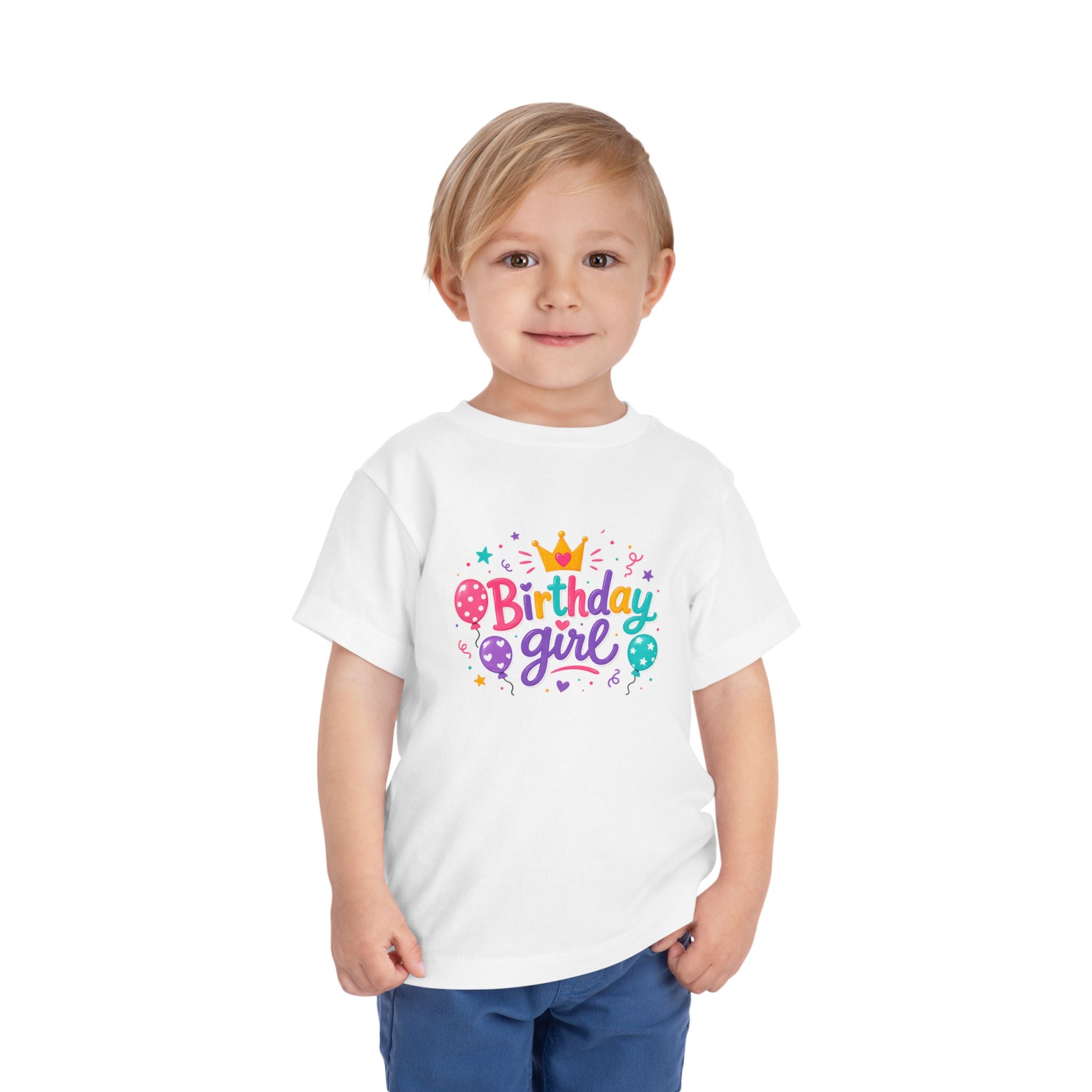 Toddler Tee — "Birthday Girl" Front & "I'm the Life of the Party" Back | Cute Colorful Birthday Shirt for Girls
