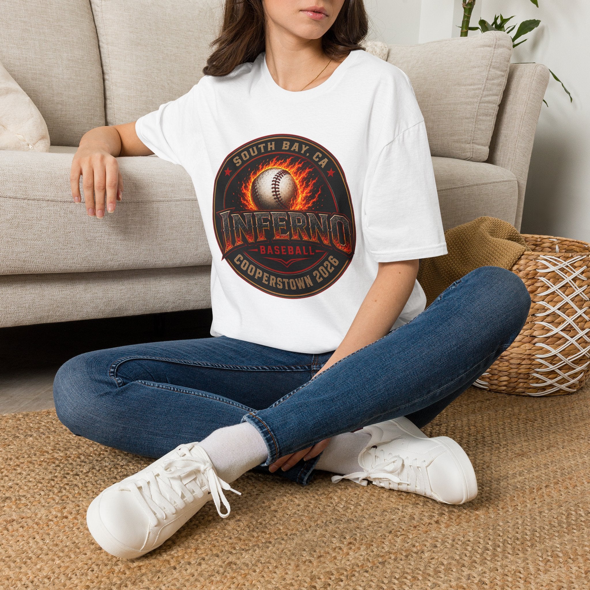 Inferno Baseball T‑Shirt — South Bay CA Cooperstown 2026 Team Logo