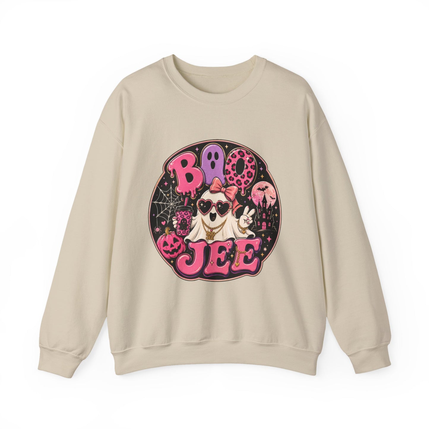 Ghost Vibes Sweatshirt — "Boo Jee" Cute Pink Ghost Halloween Crewneck