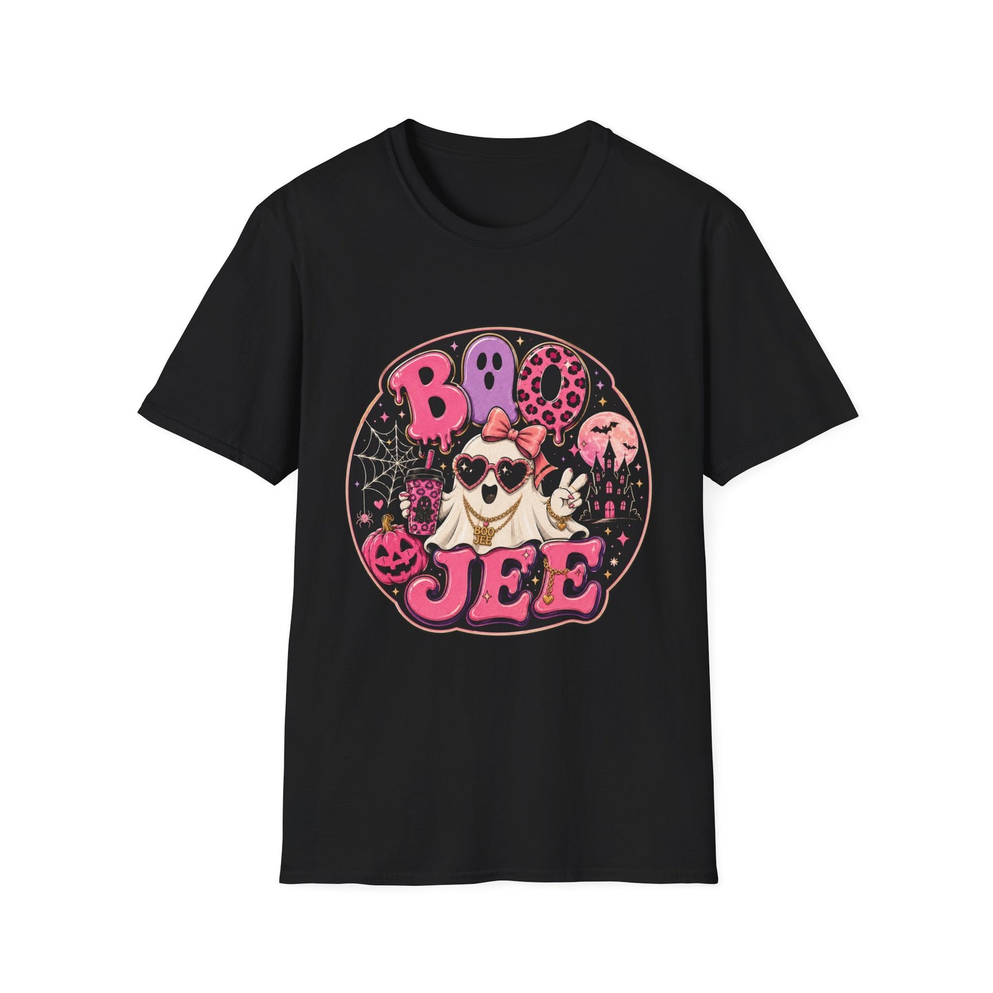 Boo Jee T‑Shirt — Pink Gothic Halloween Graphic Tee