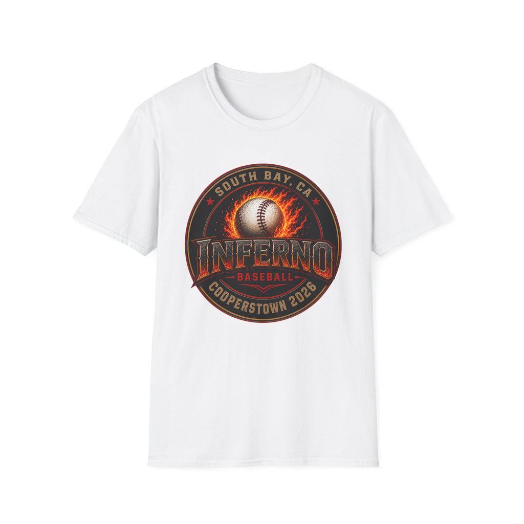 Inferno Baseball T‑Shirt — South Bay CA Cooperstown 2026 Team Logo